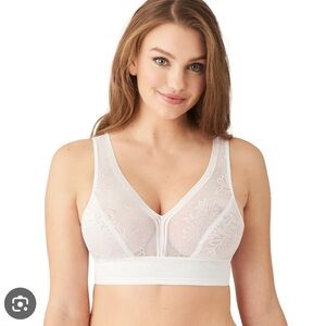 Wacoal White Net Effect Wire Free Floral Bralette NWT 36 (Fits up to D/DD cups)‎
